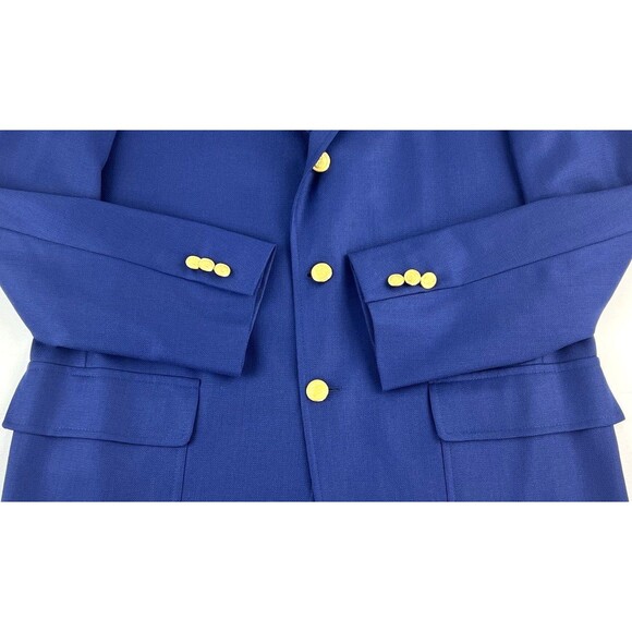 J. Press Mens Navy Blue Blazer Mens 42R Wool 3 Button 2 Roll Gold Buttons - Picture 9 of 14